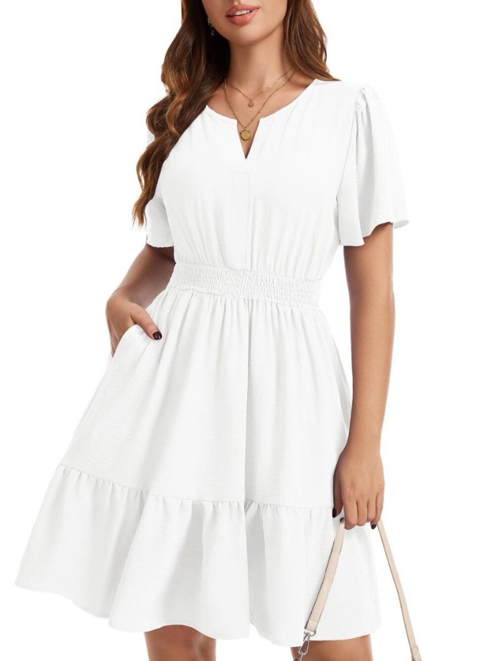Casual Summer Dresses for Women, Flowy Midi Sundress with Pockets